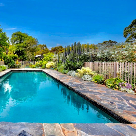 slate crazy paving around a pool