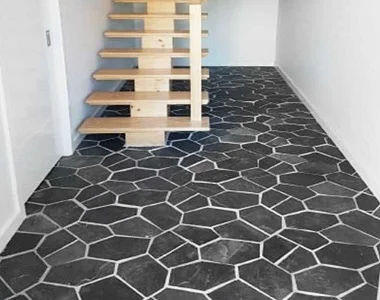 ebony on mesh crazy paving tiles and pavers, outdoor tiles, outdoor pavers, dark tiles, black tiles by stone pavers melbourne, national tiles, bunnings