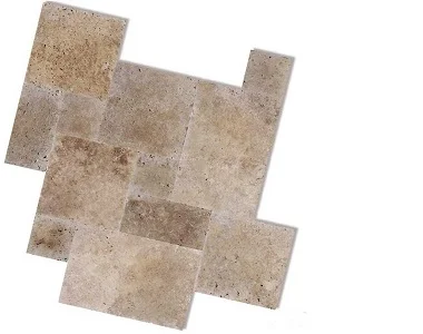 Noce Traveertine French Pattern Tiles Beige Tiles Brown Tiles Dark Tiles by Stone Pavers Australia
