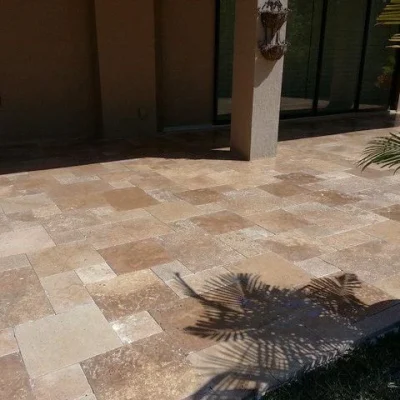Noce travertine french pattern tiles