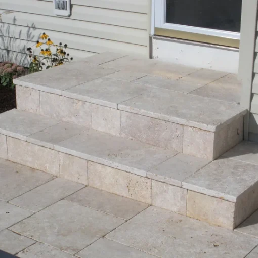 Ivory travertine french pattern stairs