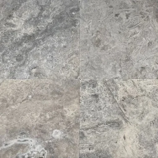 Silver travertine tiles