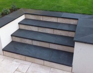 blue steps tiles, bluestone tiles, bluestone pavers, midnight leather tiles