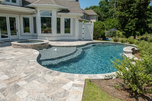 Silver Travertine French Pattern Tiles Pool Silver Tiles By Stone Pavers Australia
