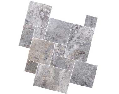 silver travertine french pattern pavers, silver paving by stone pavers australia