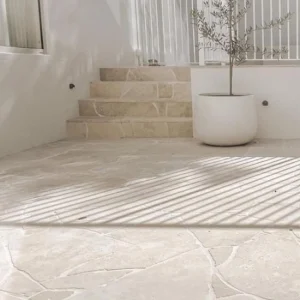 travertine crazy paving driveway in Carlton