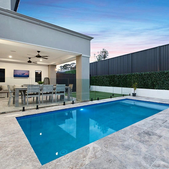 silver travertine pavers pool