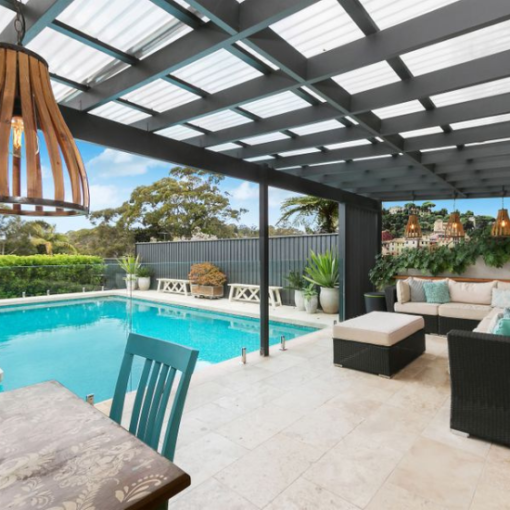 premium ivory travertine pool area